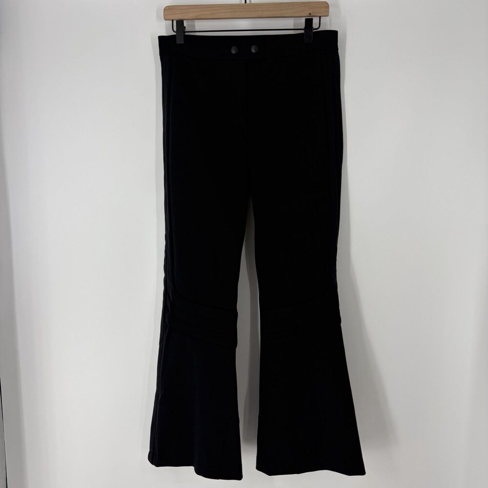 Helmut Lang Pants Size Large Womens Black Neoprene Ribbed Knee Flare Leggings